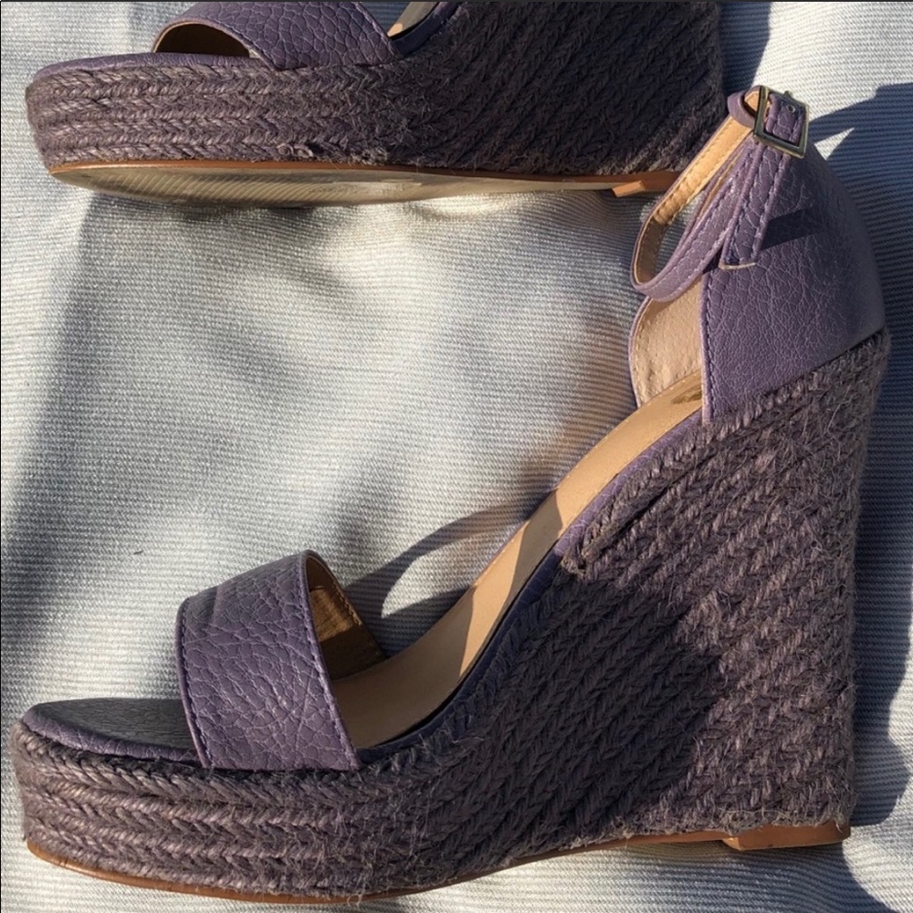 Women's Purple Wedge Espadrille Sandals - Ankle Strap